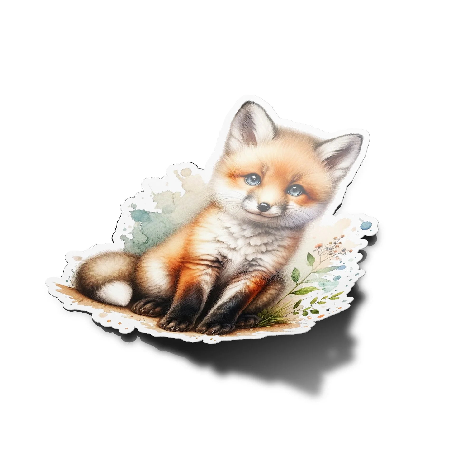 Sticker Vinyle Bébé Renard - Autocollant Découpé à la Forme, Résistant à l'Eau et aux UV