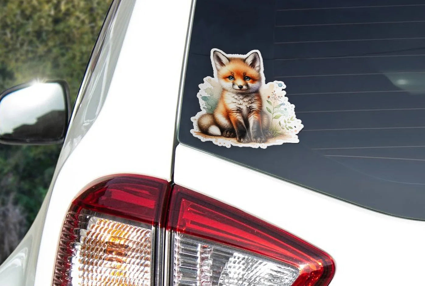 Sticker Vinyle Bébé Renard - Autocollant Découpé à la Forme, Résistant à l'Eau et aux UV
