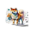 Sticker Vinyle Shiba Inu | Illustration Aquarelle | Autocollant Étanche et Résistant aux UV | Découpe Précise