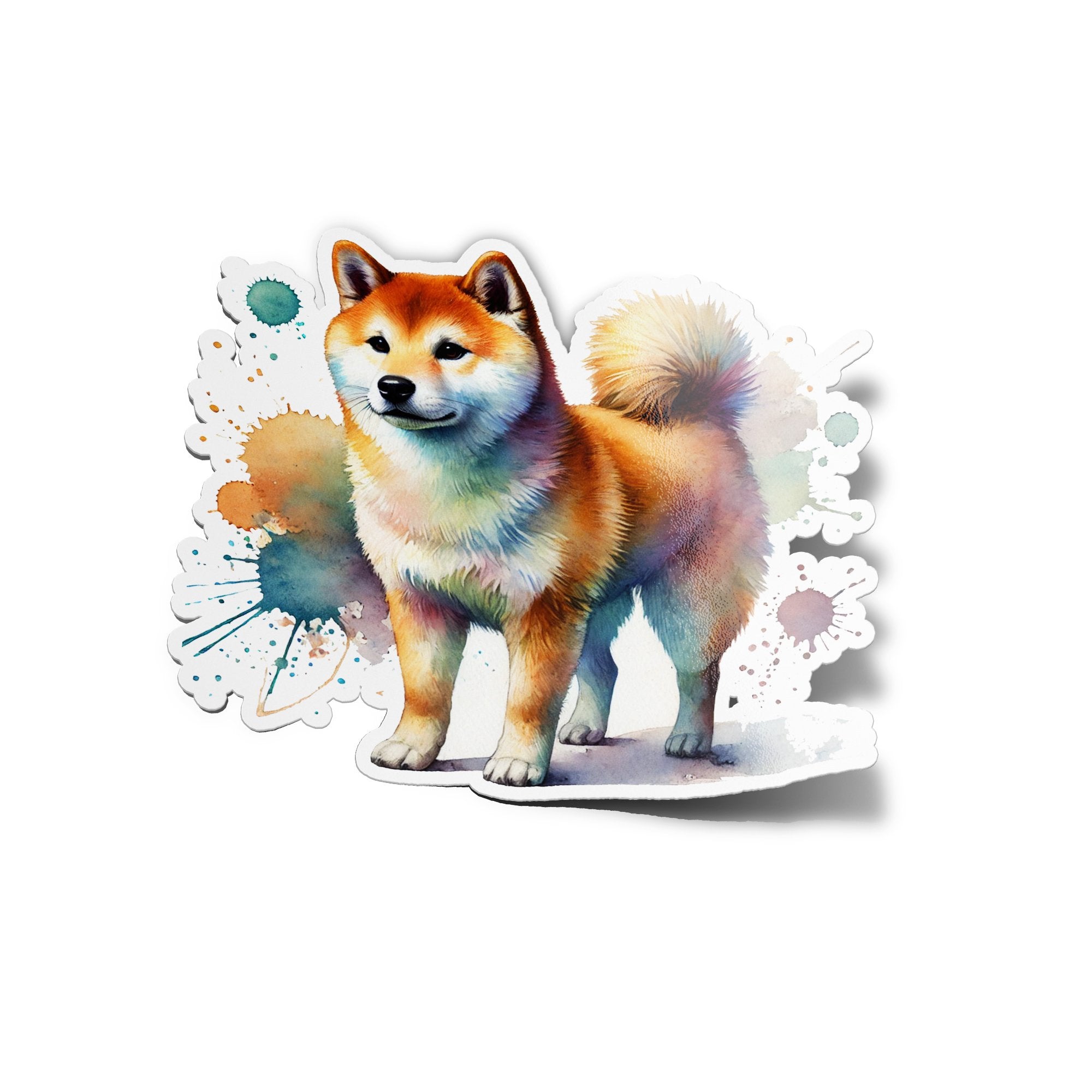 Sticker Vinyle Shiba Inu | Illustration Aquarelle | Autocollant Étanche et Résistant aux UV | Découpe Précise