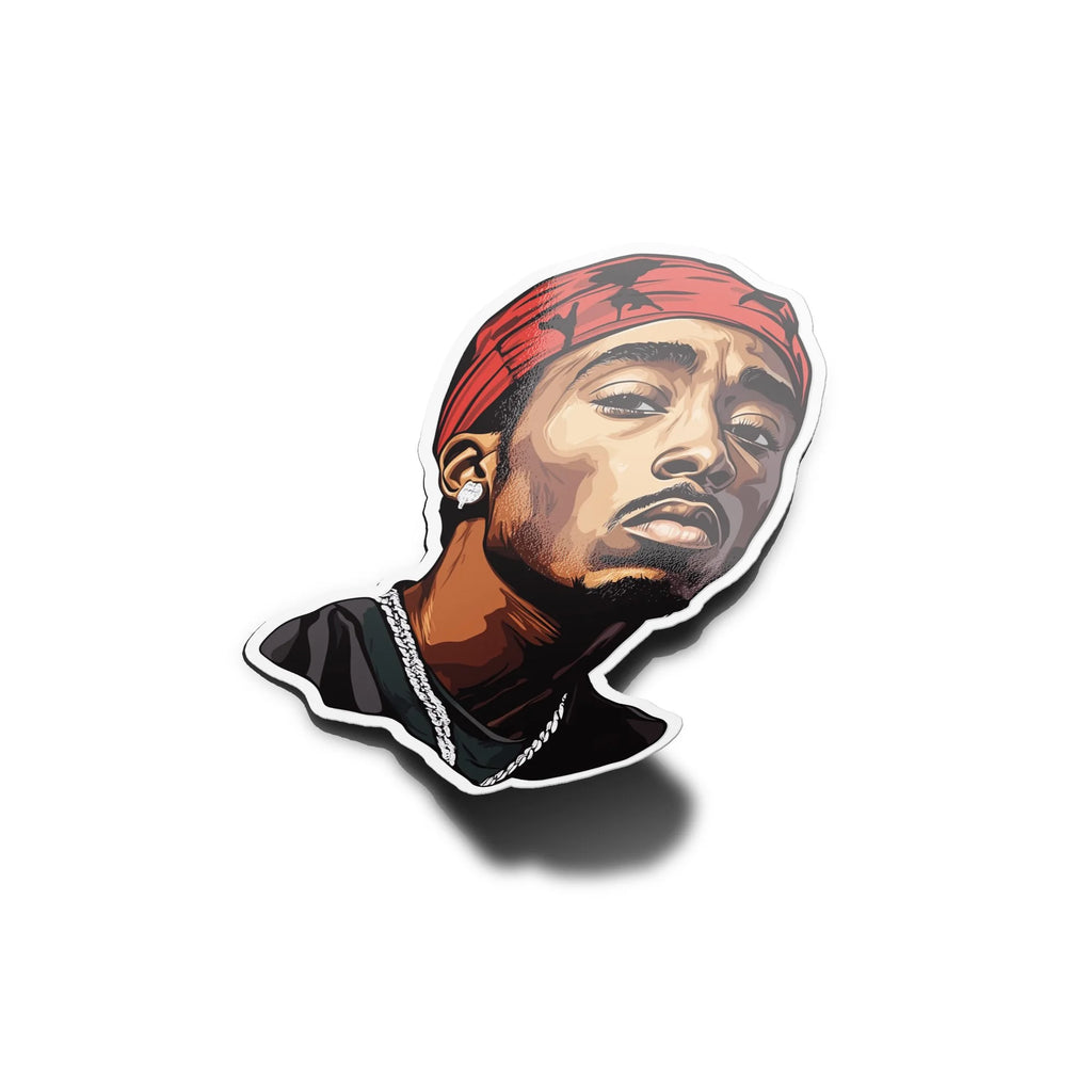Sticker Vinyle 2Pac Rappeur Hip-Hop - Autocollant Découpé à la Forme - Résistant Eau & UV - Qualité Premium