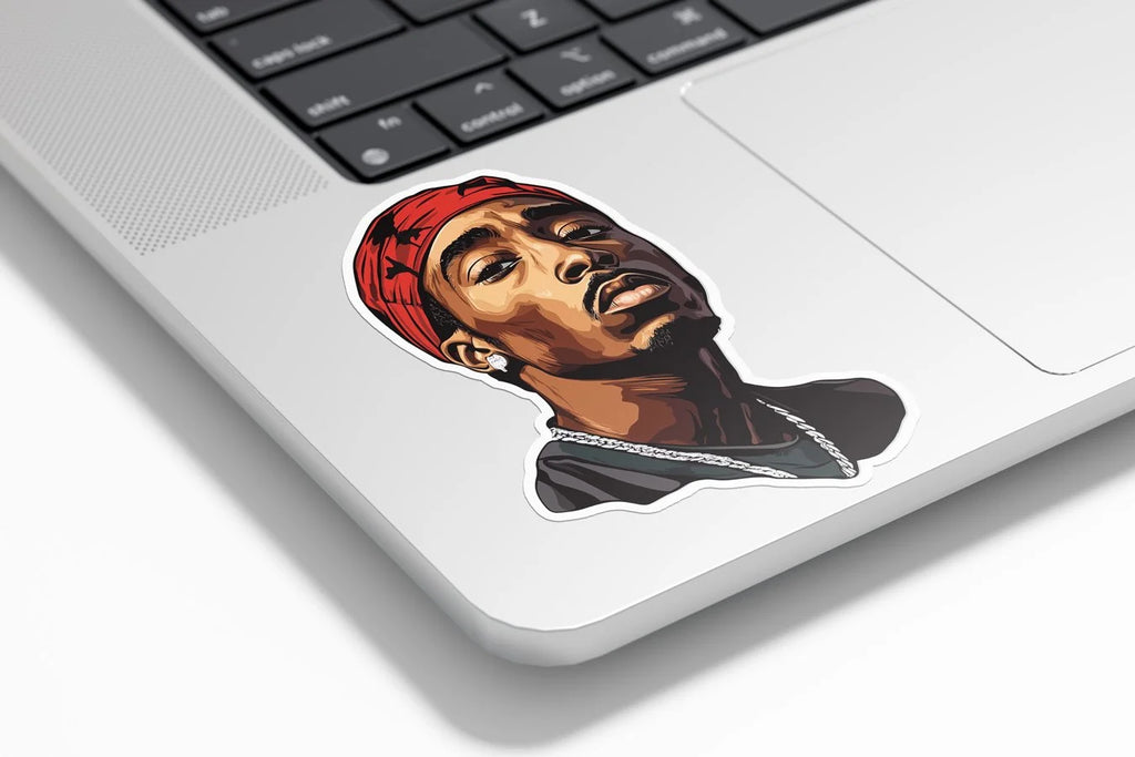 Sticker Vinyle 2Pac Rappeur Hip-Hop - Autocollant Découpé à la Forme - Résistant Eau & UV - Qualité Premium