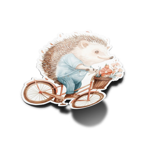 Autocollant Hérisson Cycliste à Vélo Bicyclette - Sticker Vinyle Premium, Imperméable & Anti-UV