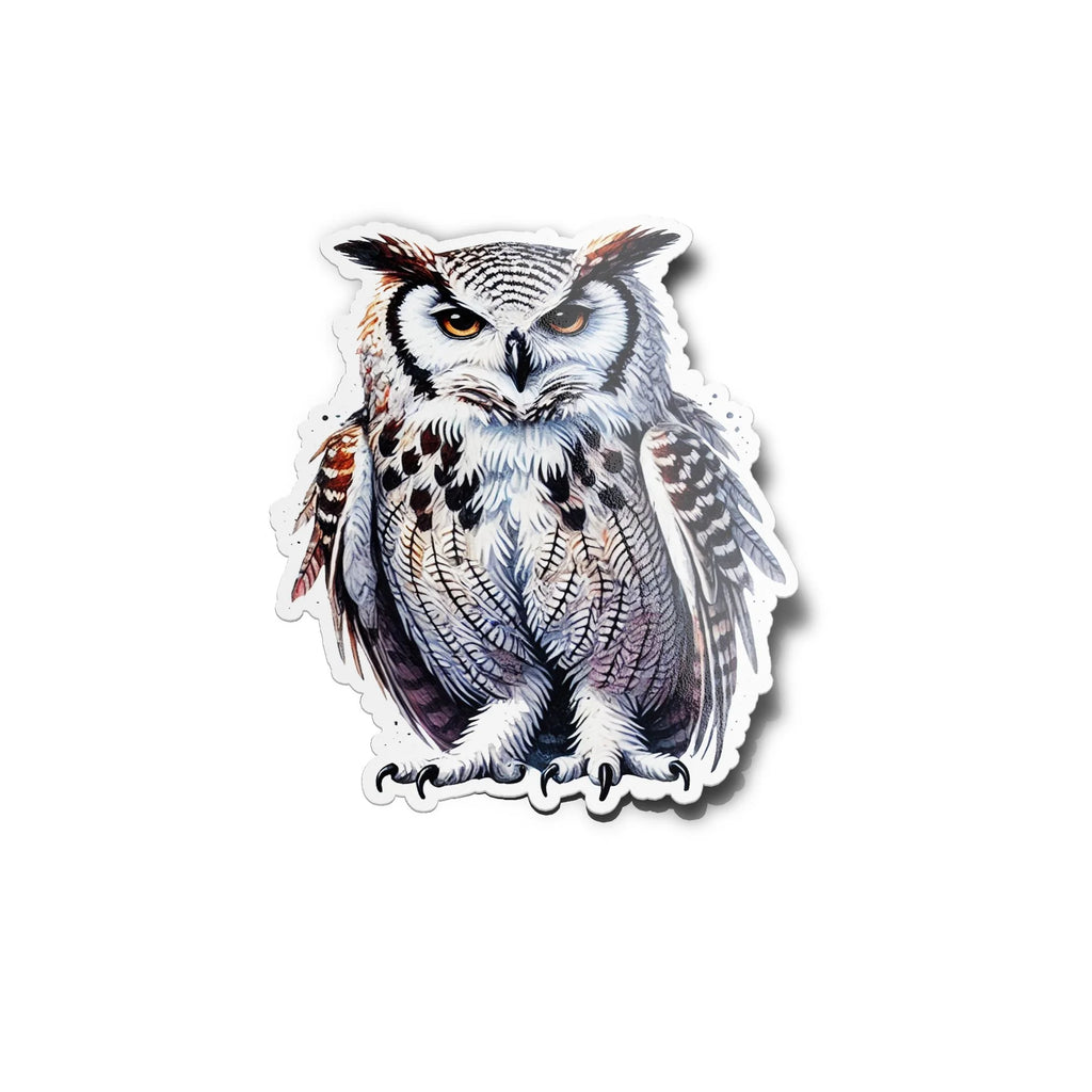 PACK AUTOCOLLANTS Stickers Vinyle Hibou - Illustration Aquarelle Chouette Nocturne Résistant Eau Uv Animaux Sauvage Forê