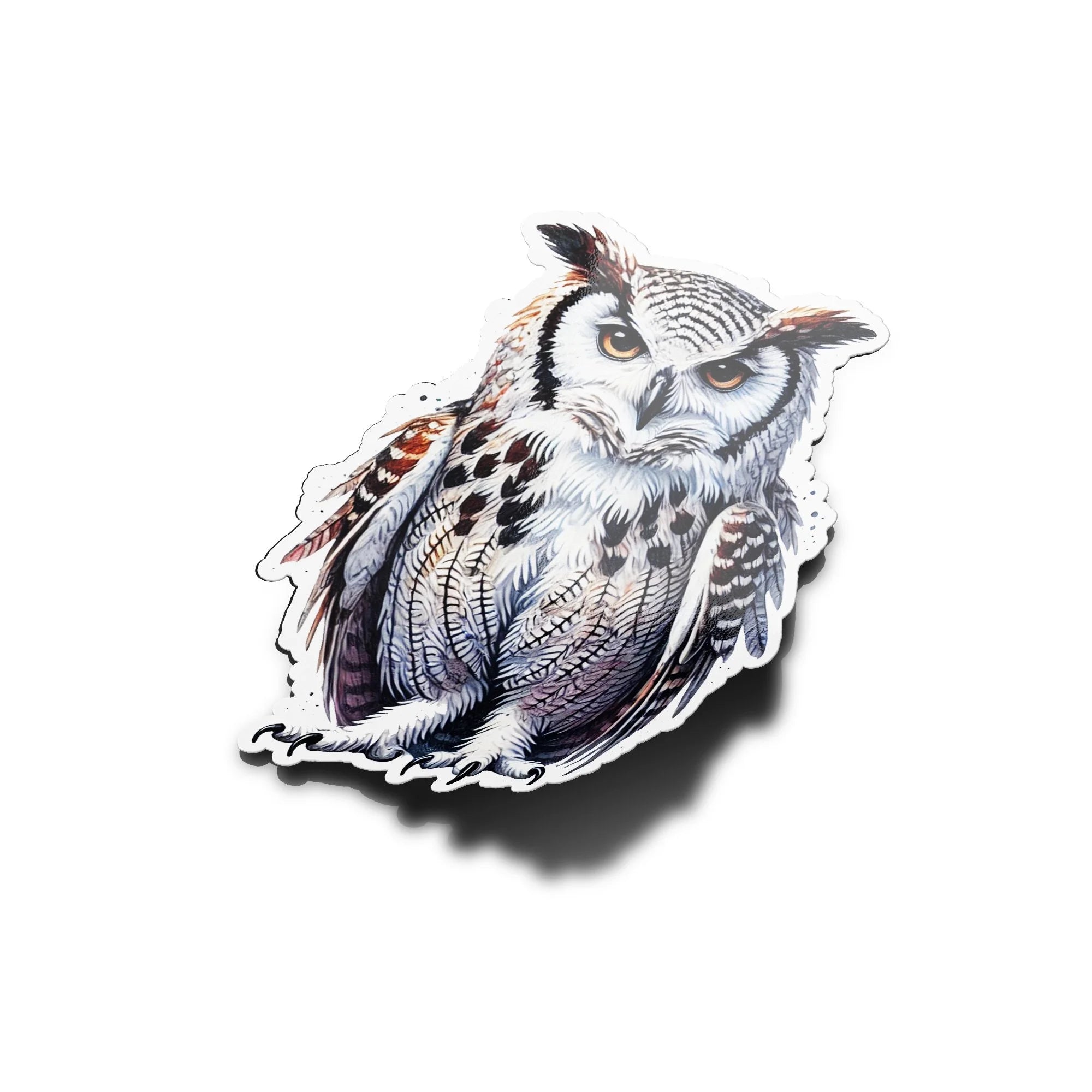 PACK AUTOCOLLANTS Stickers Vinyle Hibou - Illustration Aquarelle Chouette Nocturne Résistant Eau Uv Animaux Sauvage Forê