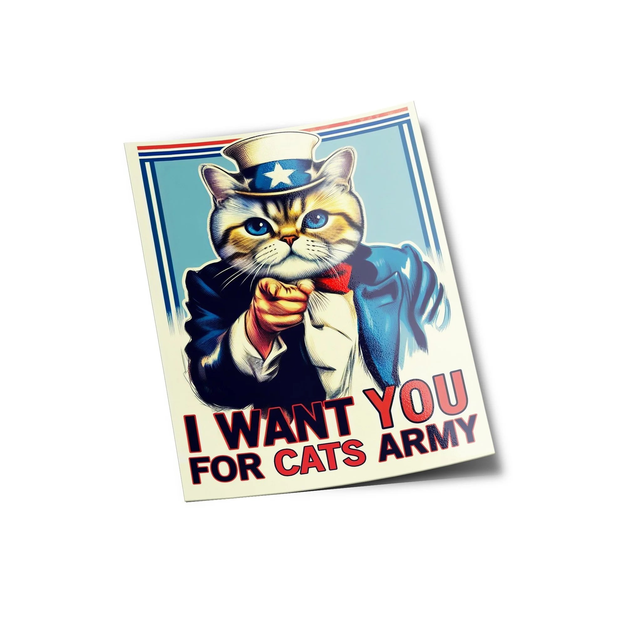 Sticker Vinyle 'I Want You for Cats Army' - Résistant Eau/UV