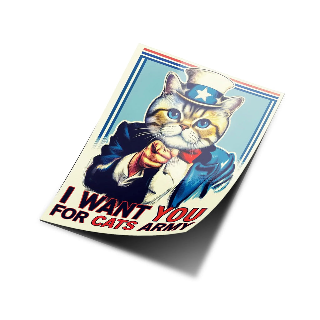 Sticker Vinyle 'I Want You for Cats Army' - Résistant Eau/UV