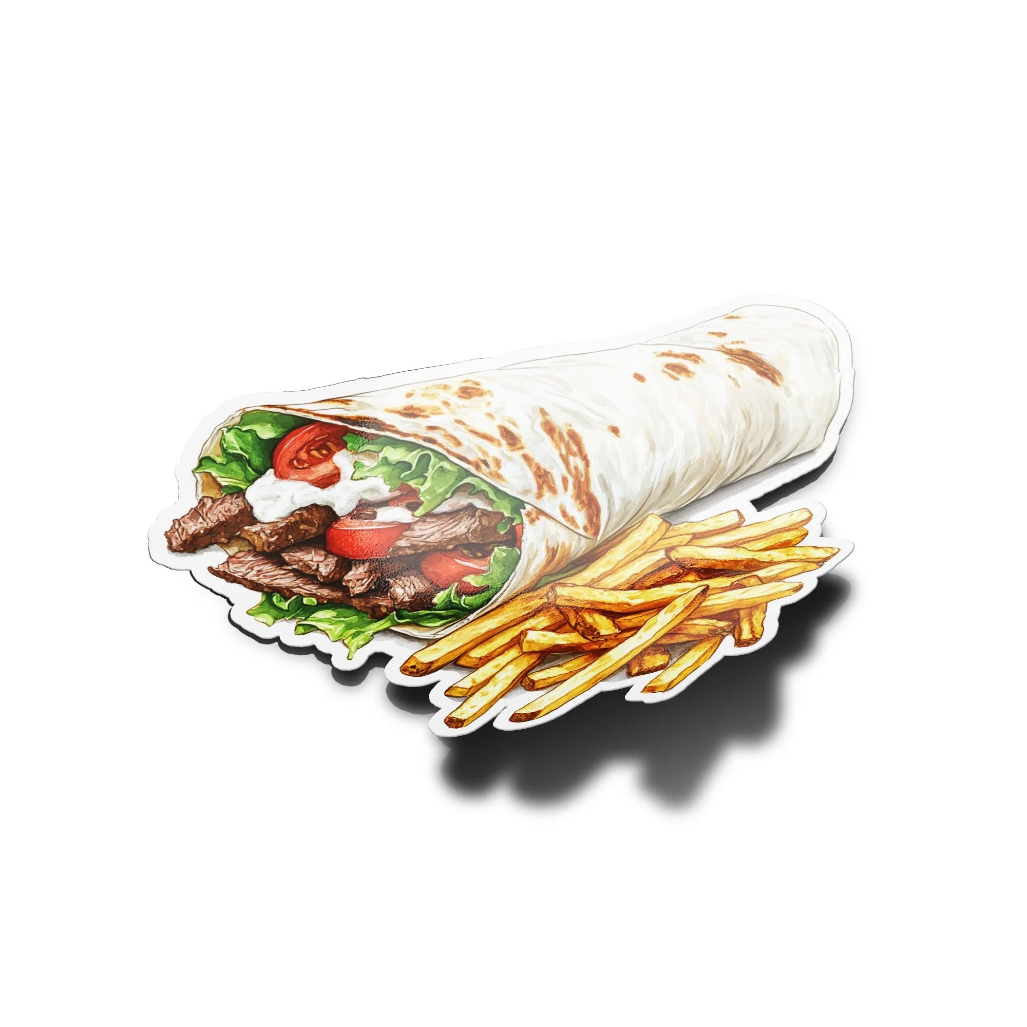 Sticker Kebab & Frites – Autocollant Vinyle Street Food – Résistant Eau & UV – Illustration Gourmande