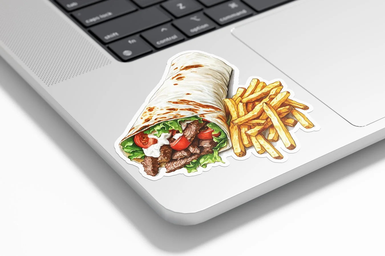 Sticker Kebab & Frites – Autocollant Vinyle Street Food – Résistant Eau & UV – Illustration Gourmande
