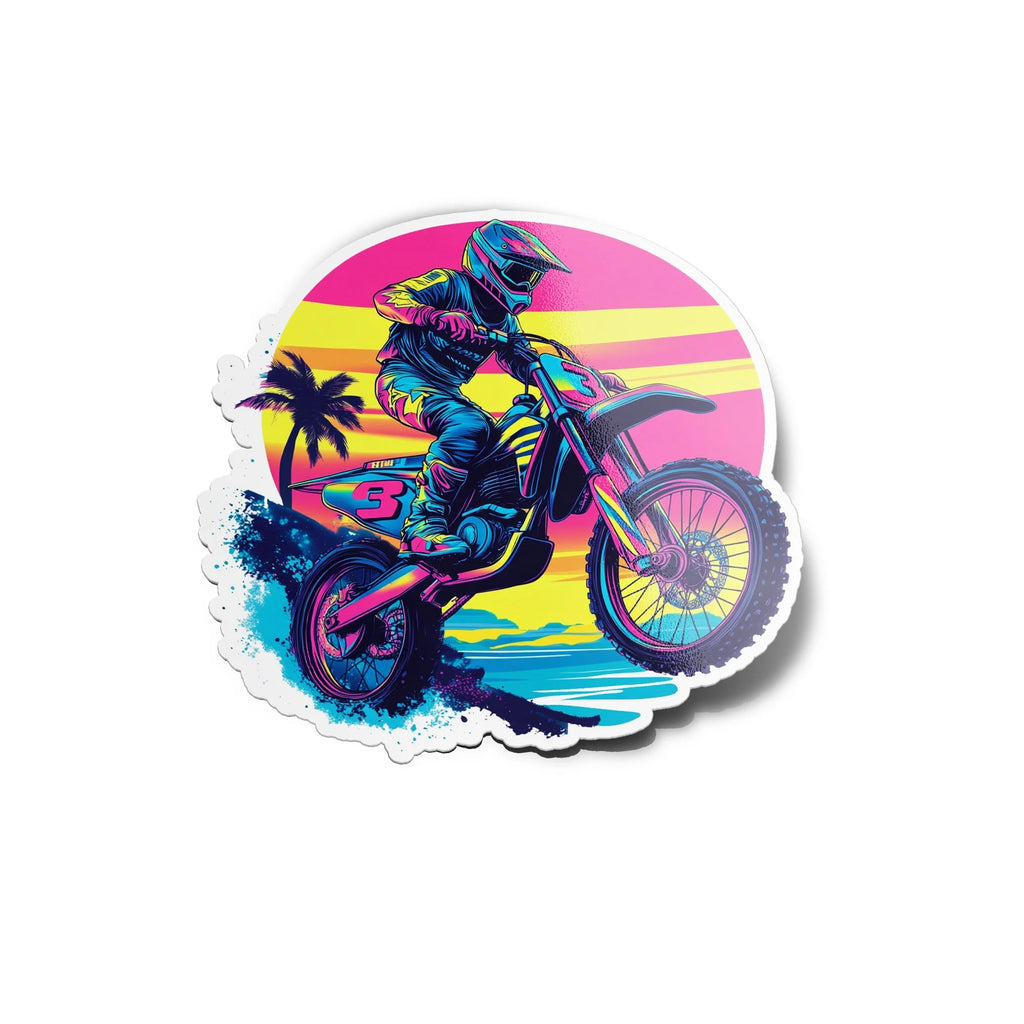 Sticker Motocross Rétro Néon – Autocollant Vinyle Dirt Bike – Résistant Eau & UV – Style Années 90 & Freestyle