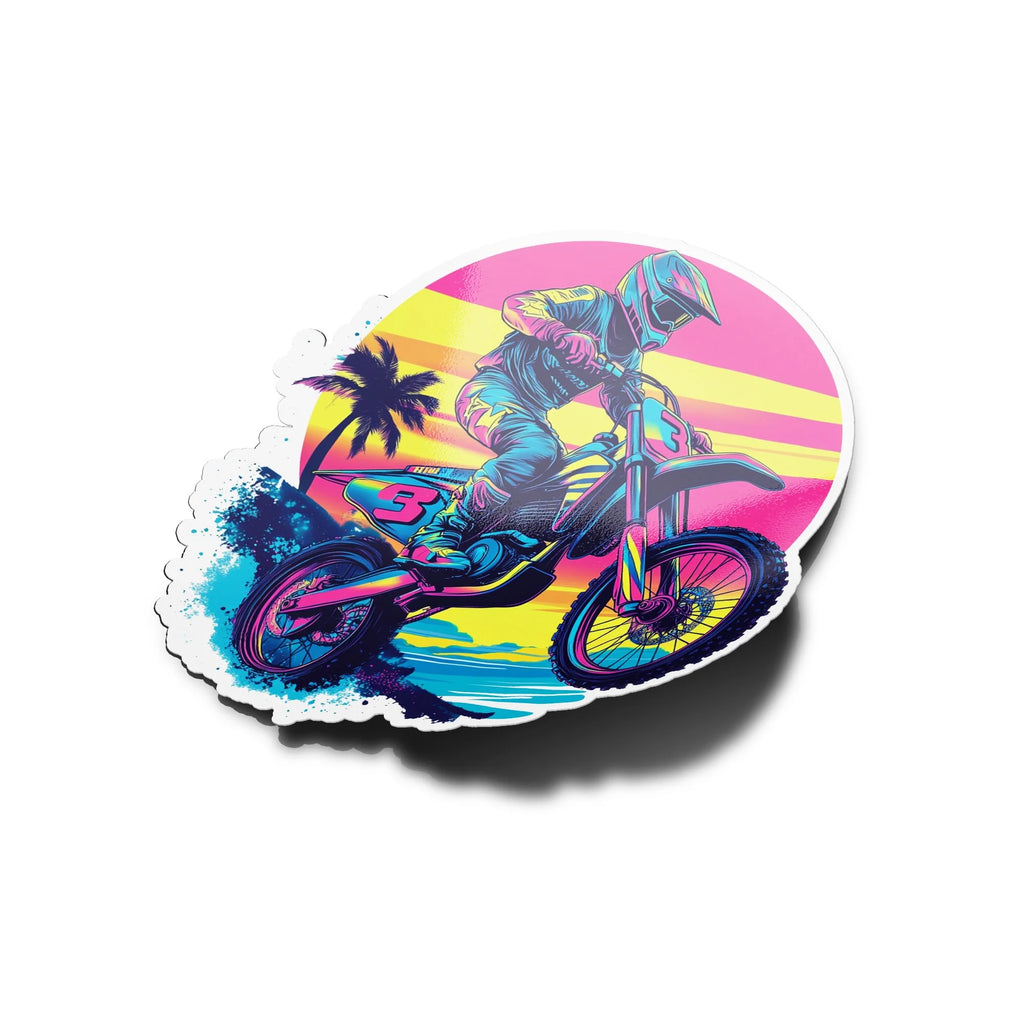 Sticker Motocross Rétro Néon – Autocollant Vinyle Dirt Bike – Résistant Eau & UV – Style Années 90 & Freestyle