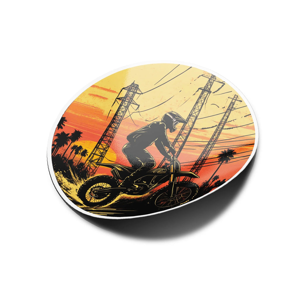 Sticker Motocross Sunset – Autocollant Vinyle Dirt Bike – Résistant Eau & UV – Ride Off-Road & Aventure