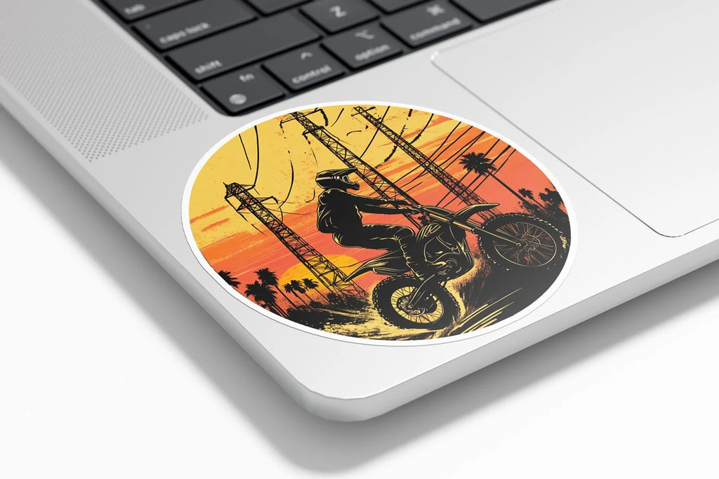 Sticker Motocross Sunset – Autocollant Vinyle Dirt Bike – Résistant Eau & UV – Ride Off-Road & Aventure