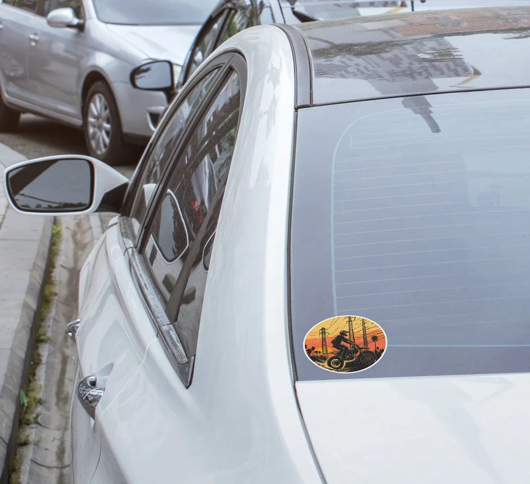 Sticker Motocross Sunset – Autocollant Vinyle Dirt Bike – Résistant Eau & UV – Ride Off-Road & Aventure