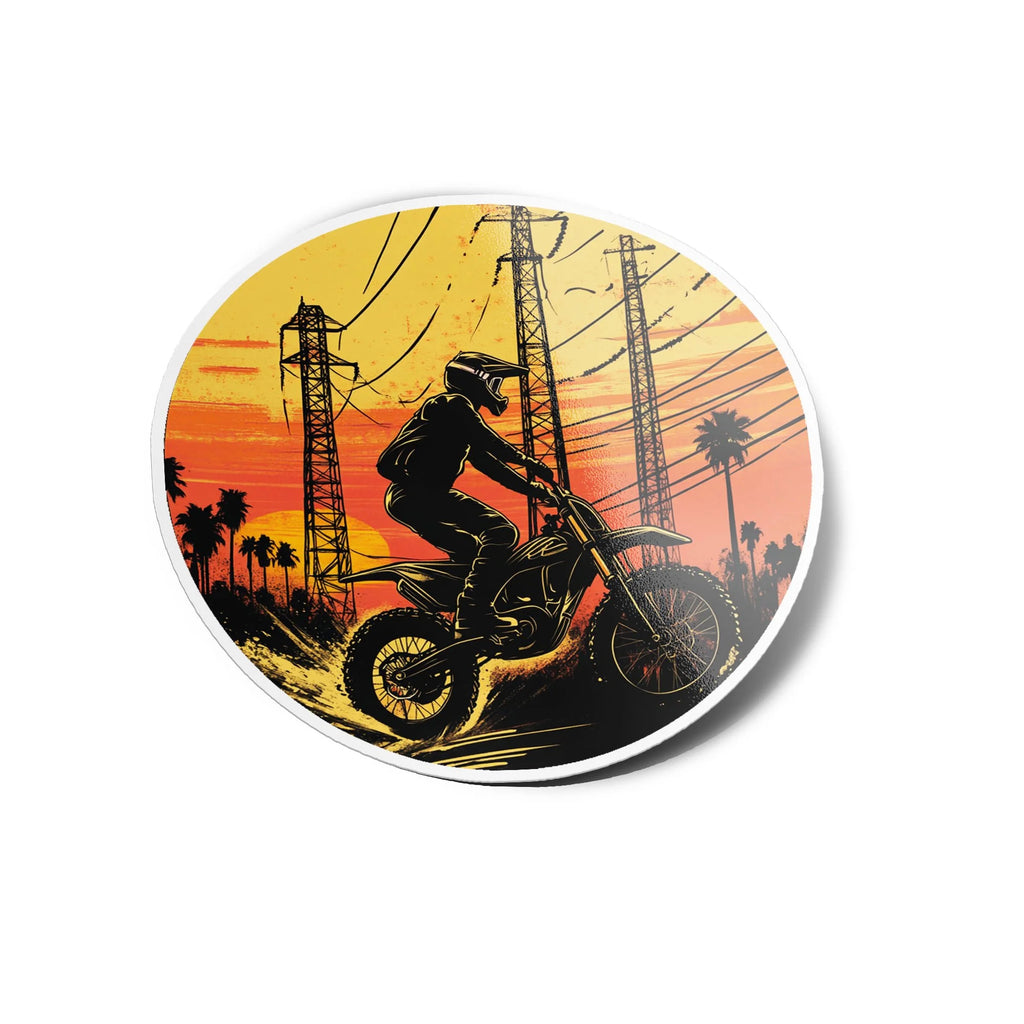 Sticker Motocross Sunset – Autocollant Vinyle Dirt Bike – Résistant Eau & UV – Ride Off-Road & Aventure