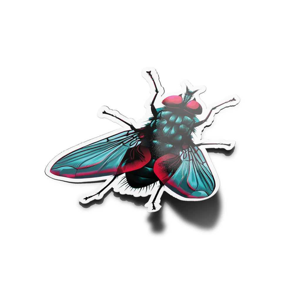 Sticker vinyle Mouche colorée – Autocollant insecte ailé illustré, résistant eau & UV