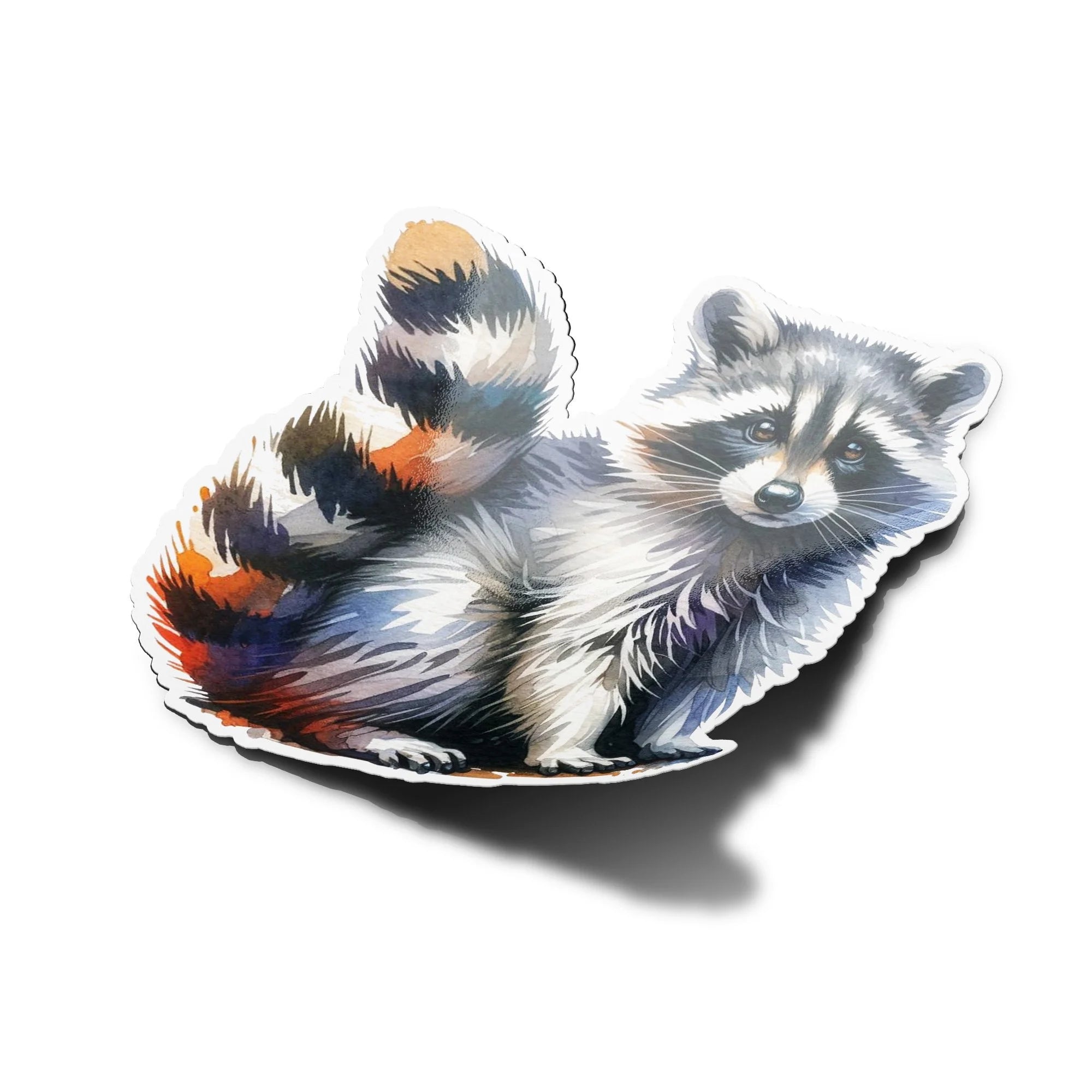Sticker Artistique Raton Laveur Aquarelle – Vinyle Étanche et Anti-UV, Décor Moderne