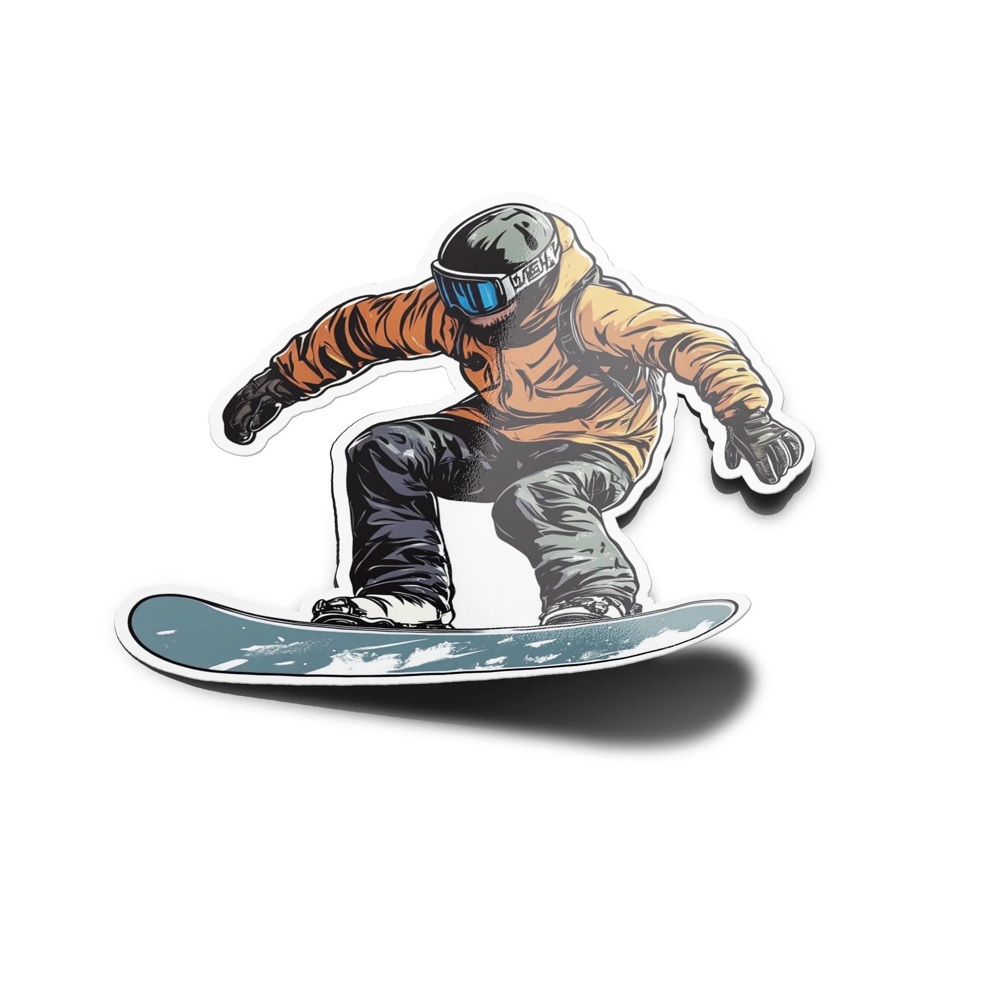 Sticker Vinyle Snowboard - Autocollant Freestyle Sport d’Hiver - Snowboarder en Saut - Résistant Eau & UV