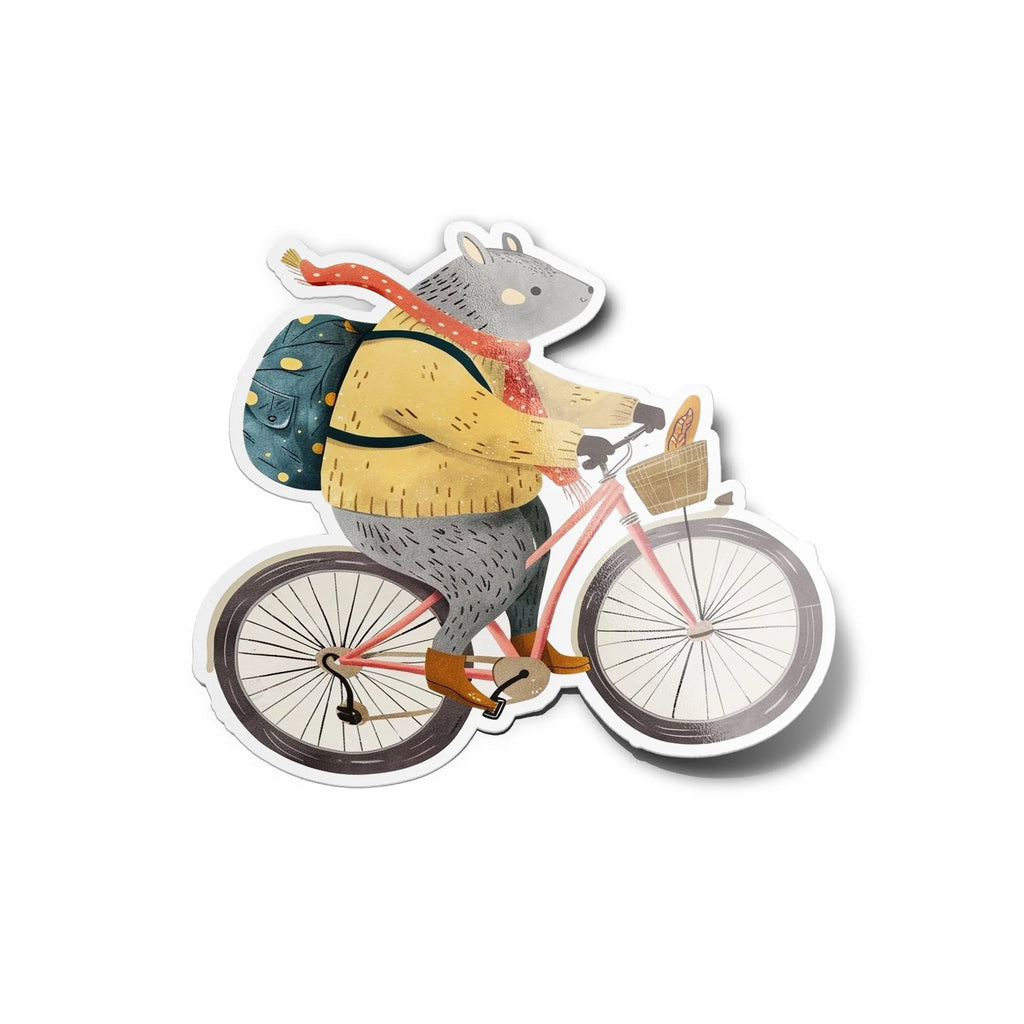 Autocollant Souris Cycliste à Vélo Bicyclette - Sticker Vinyle Premium, Imperméable & Anti-UV