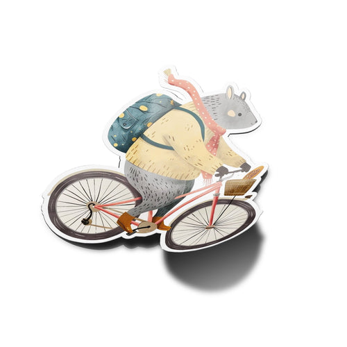 Autocollant Souris Cycliste à Vélo Bicyclette - Sticker Vinyle Premium, Imperméable & Anti-UV