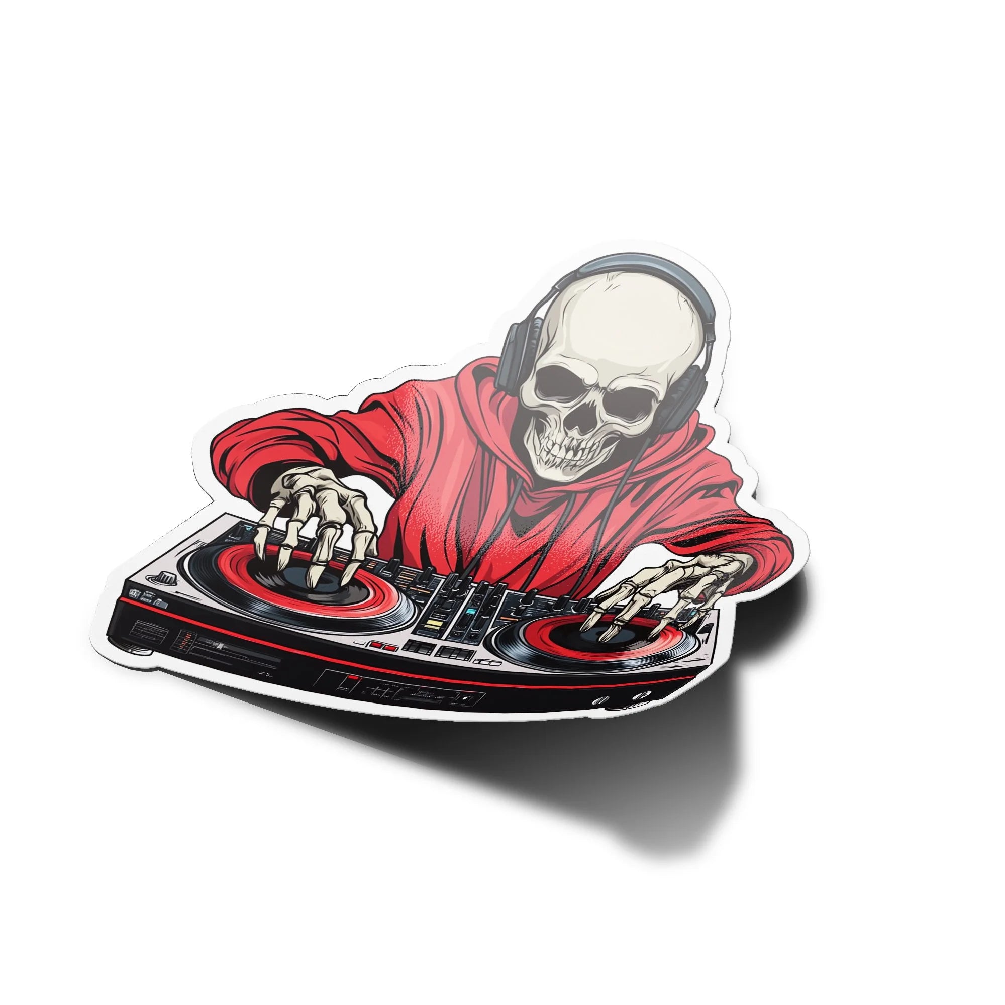 Sticker Vinyle DJ Squelette – Autocollant Musique Techno, Hip-Hop & House – Résistant UV & Eau
