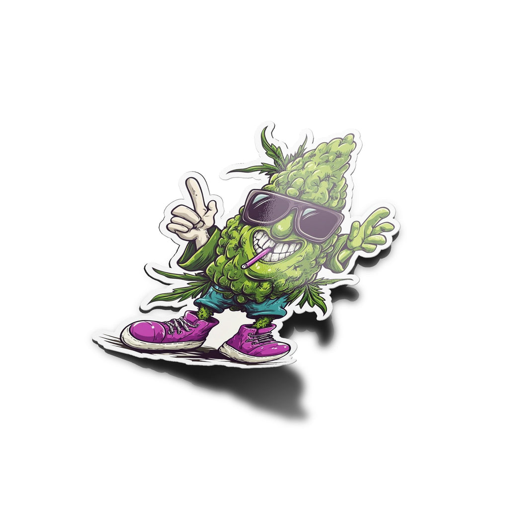 Sticker Vinyle Fun Tête de Weed – Autocollant Cannabis Cartoon & Drôle – Waterproof & Résistant UV