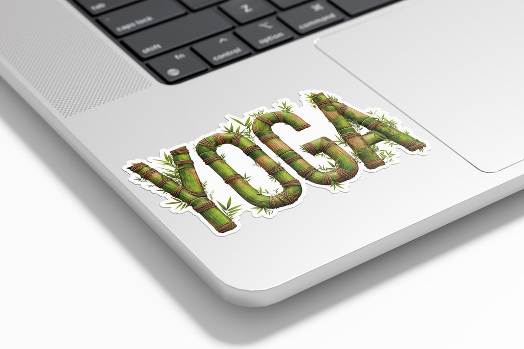 Sticker YOGA en Bambou – Autocollant Vinyle Résistant à l’Eau et aux UV – Décoration Zen & Bien-Être
