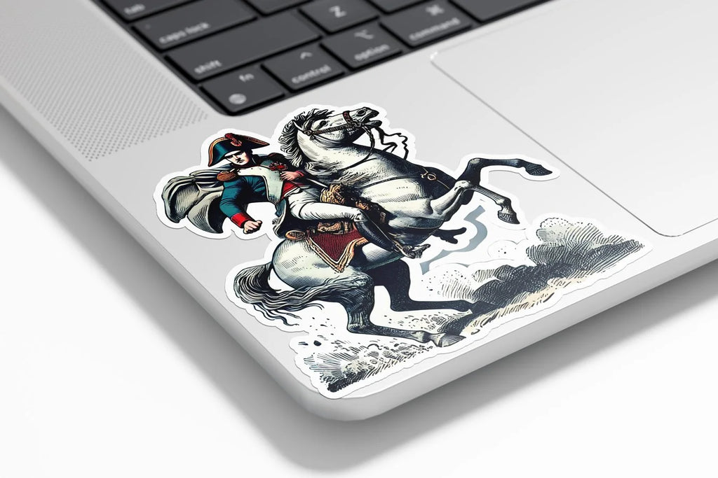 Sticker vinyle Napoléon Bonaparte sur son cheval – Histoire de France – Autocollant résistant eau & UV