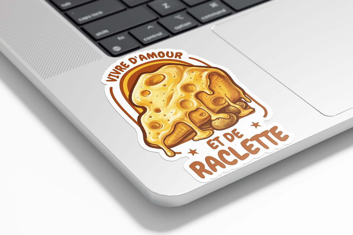 Stickers Vinyle "Vivre d'Amour et de Raclette" – Imperméable & Résistant UV