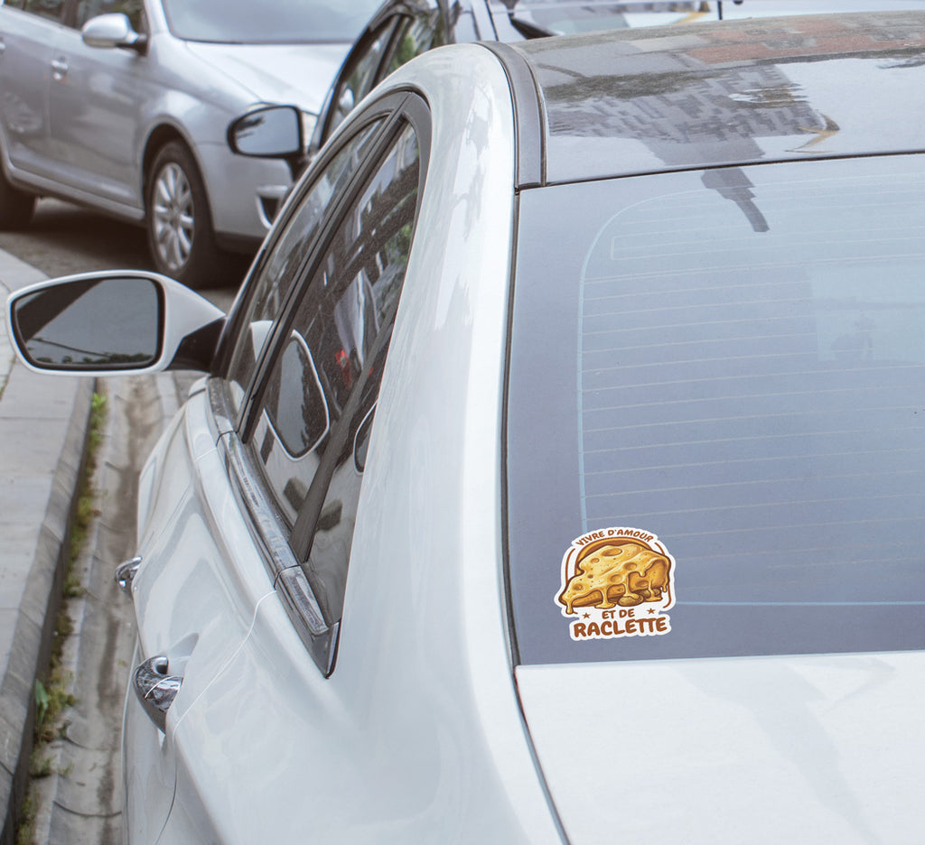 Stickers Vinyle "Vivre d'Amour et de Raclette" – Imperméable & Résistant UV