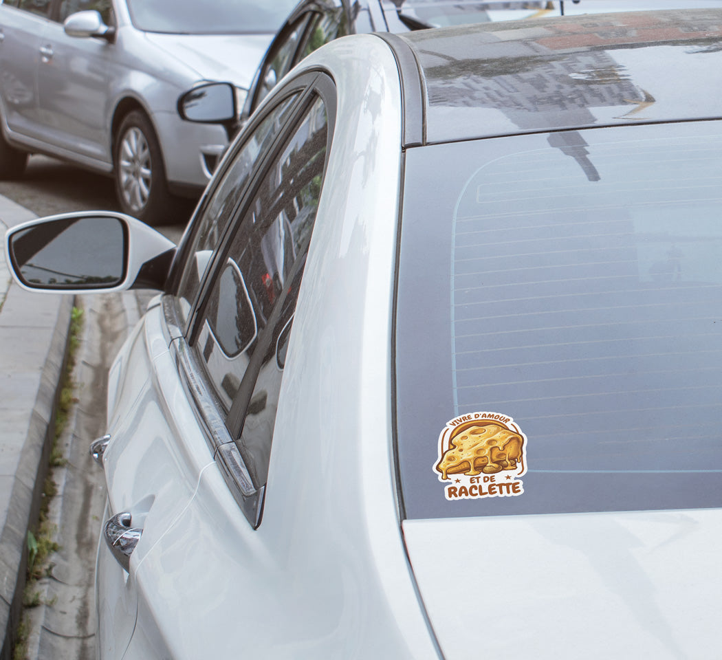 Stickers Vinyle "Vivre d'Amour et de Raclette" – Imperméable & Résistant UV