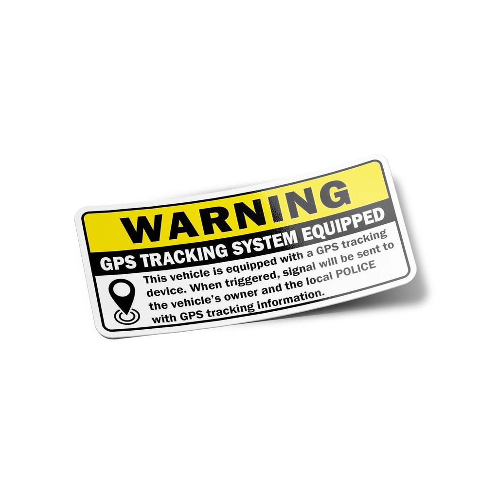 Sticker Vinyle Antivol Voiture - Warning GPS Tracking System Equipped - Résistant Eau & UV, Découpé à la Forme