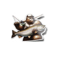 Sticker Yeti Pêcheur – Casquette & Truite, Passion Rivière - Vinyle Durable Eau/UV - Pêche