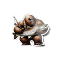 Sticker Fantaisiste Yéti Pêcheur - Vinyle Durable Eau/UV - Évasion Nature et Pêche