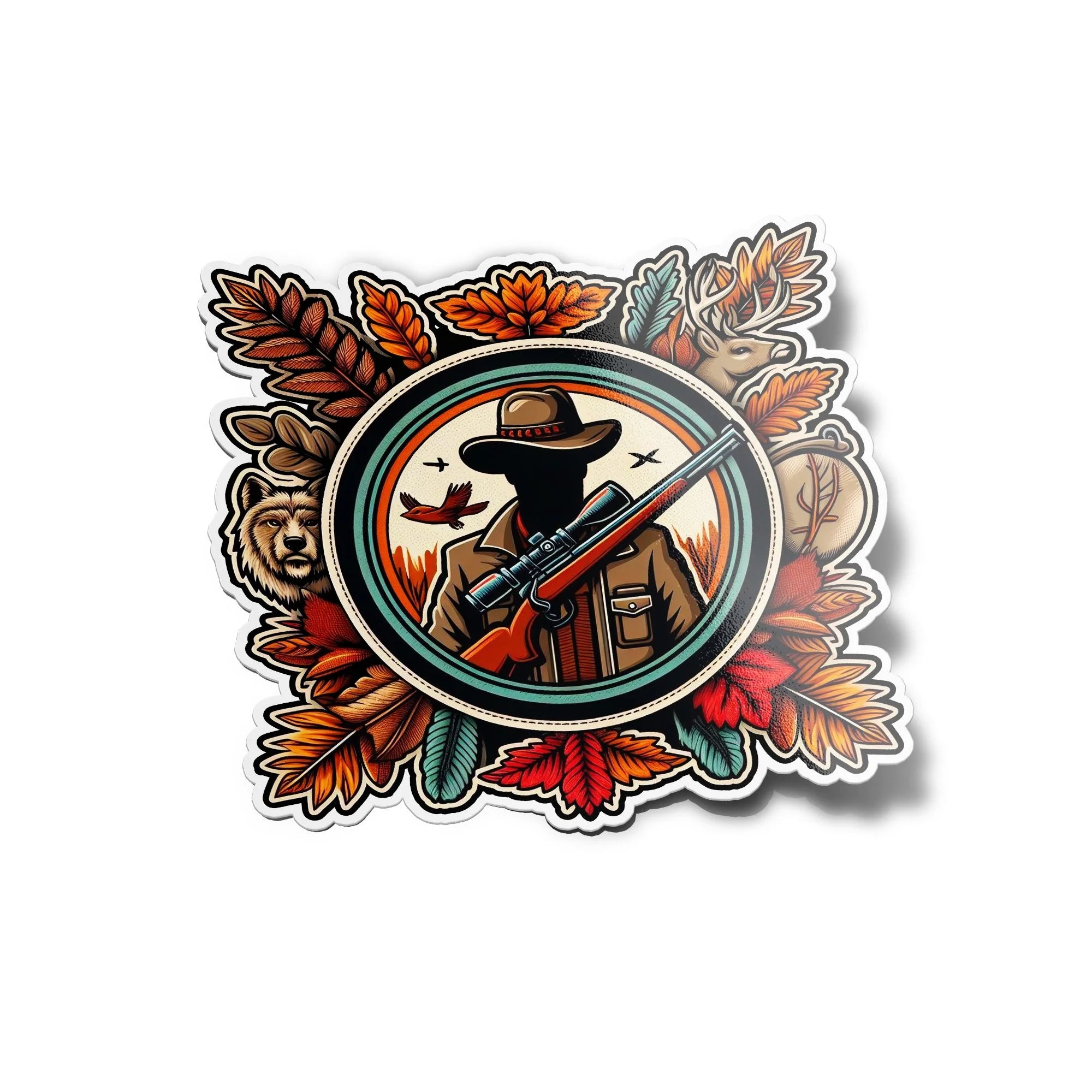 Sticker Chasseur en Forêt - Vinyle Premium Résistant Eau & UV - Passion Chasse