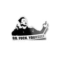 Sticker Vinyle Elon Musk "Go Fuck Yourself" - Autocollant Découpé à la Forme, Résistant à l'Eau et aux UV