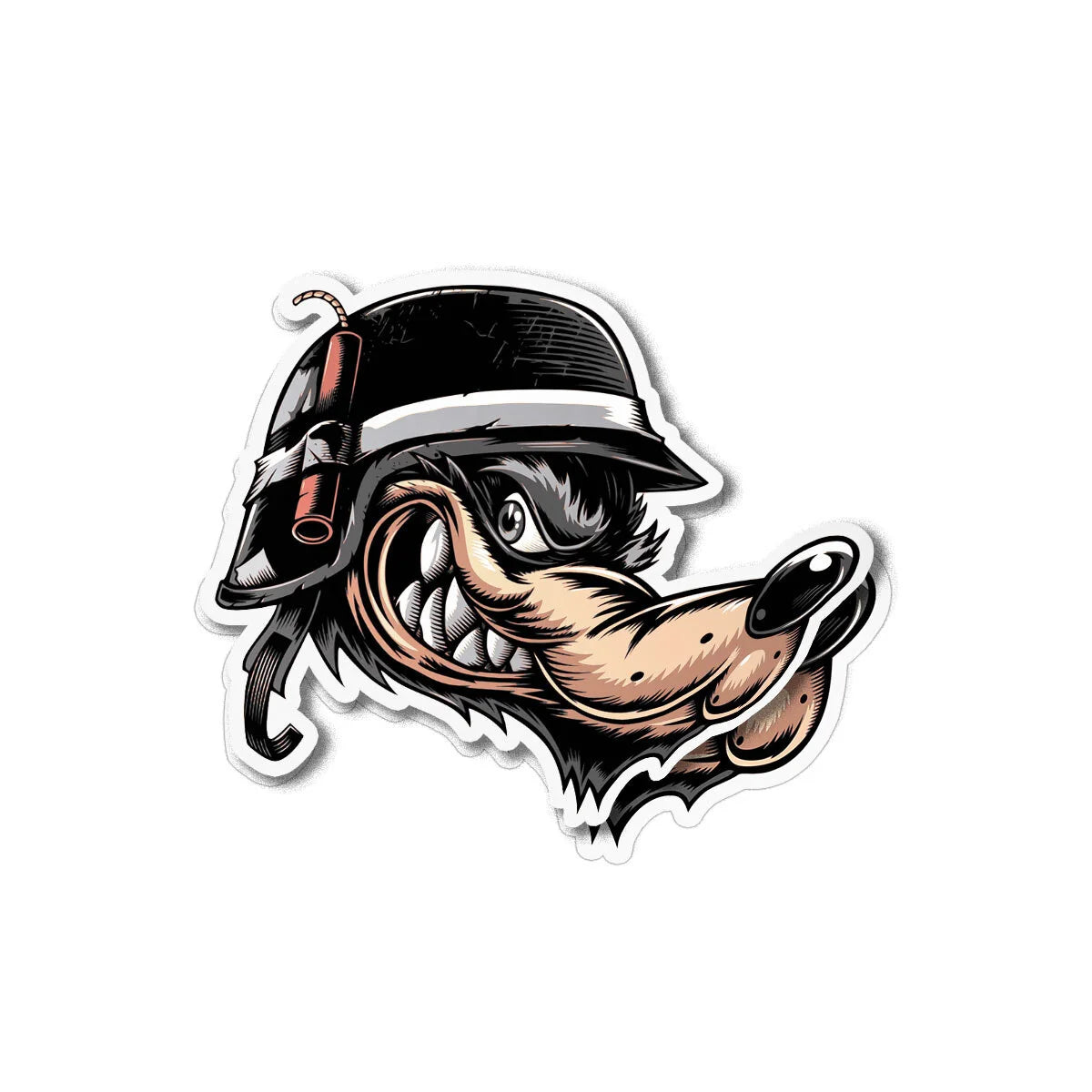 Loup Guerre avec Casque et Dynamite