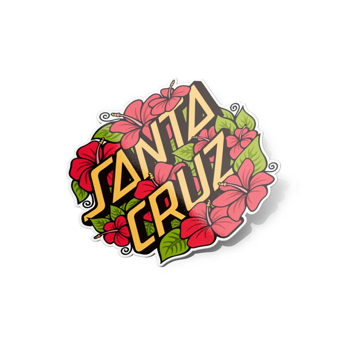 Stickers Santa Cruz skate logo fleurs découpé à la forme