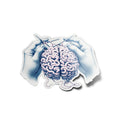 Sticker Vinyle Unique : Mains Tricotant un Cerveau - Résistant Eau/UV, Décor Mental & Anatomique